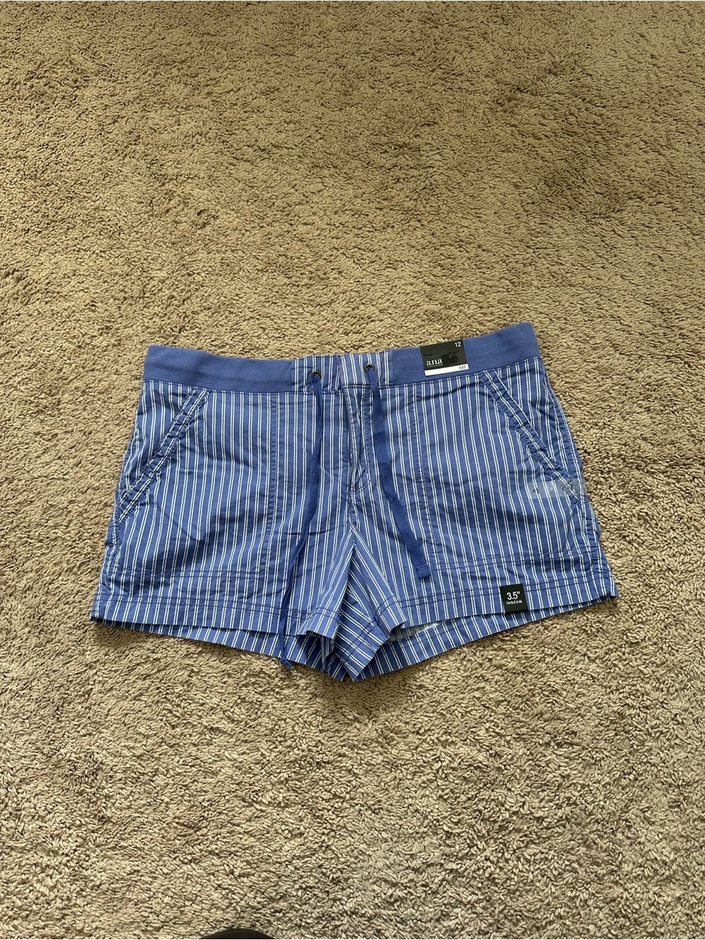 a.n.a Knit Stripped Cotton Waist Shorts With Pockets Size 12